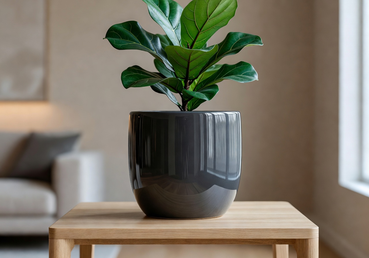 Modern Gloss Pot with stylish glossy finish in soft pink for decorative use