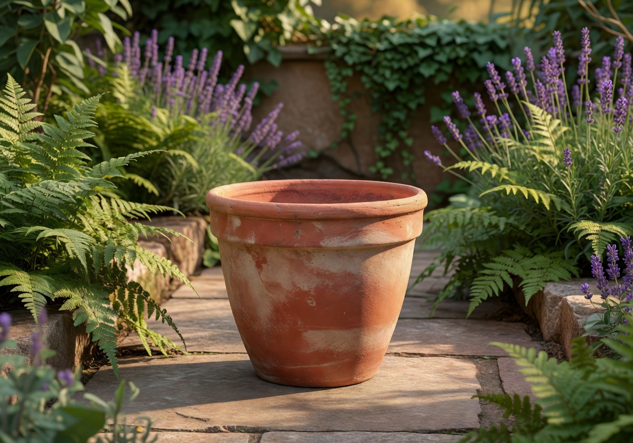 Rustic Clay Pot with handmade textured finish for outdoor and indoor use